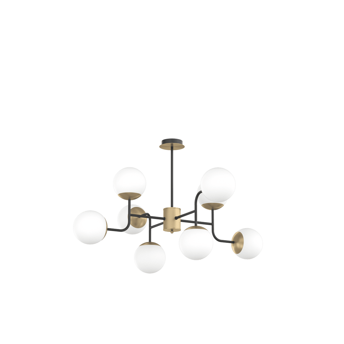 Lampadario con cappelli di tessuto bianco/oro e archi decorativi