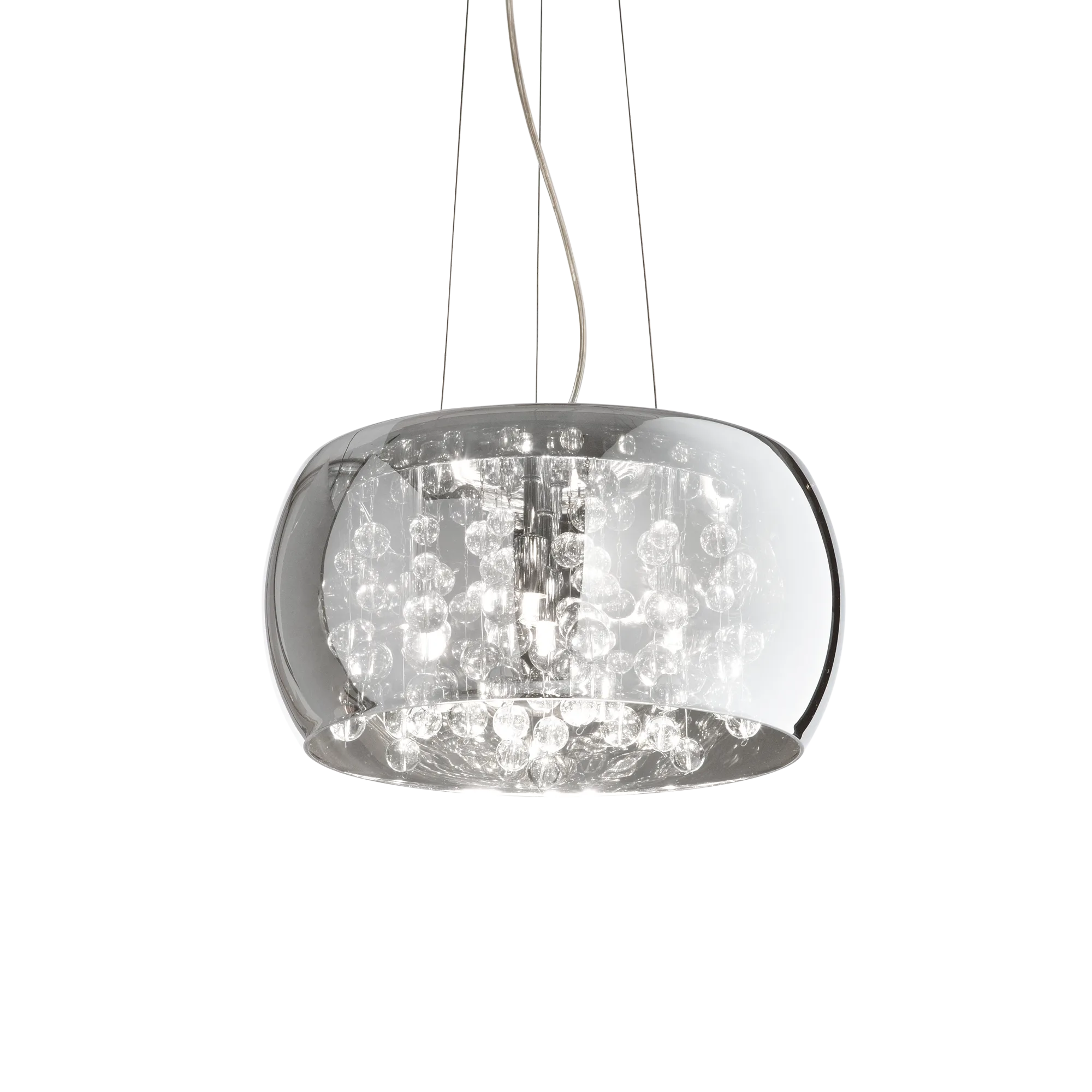 Lampadario in Vetro a Cubo con Cristallini Pendenti