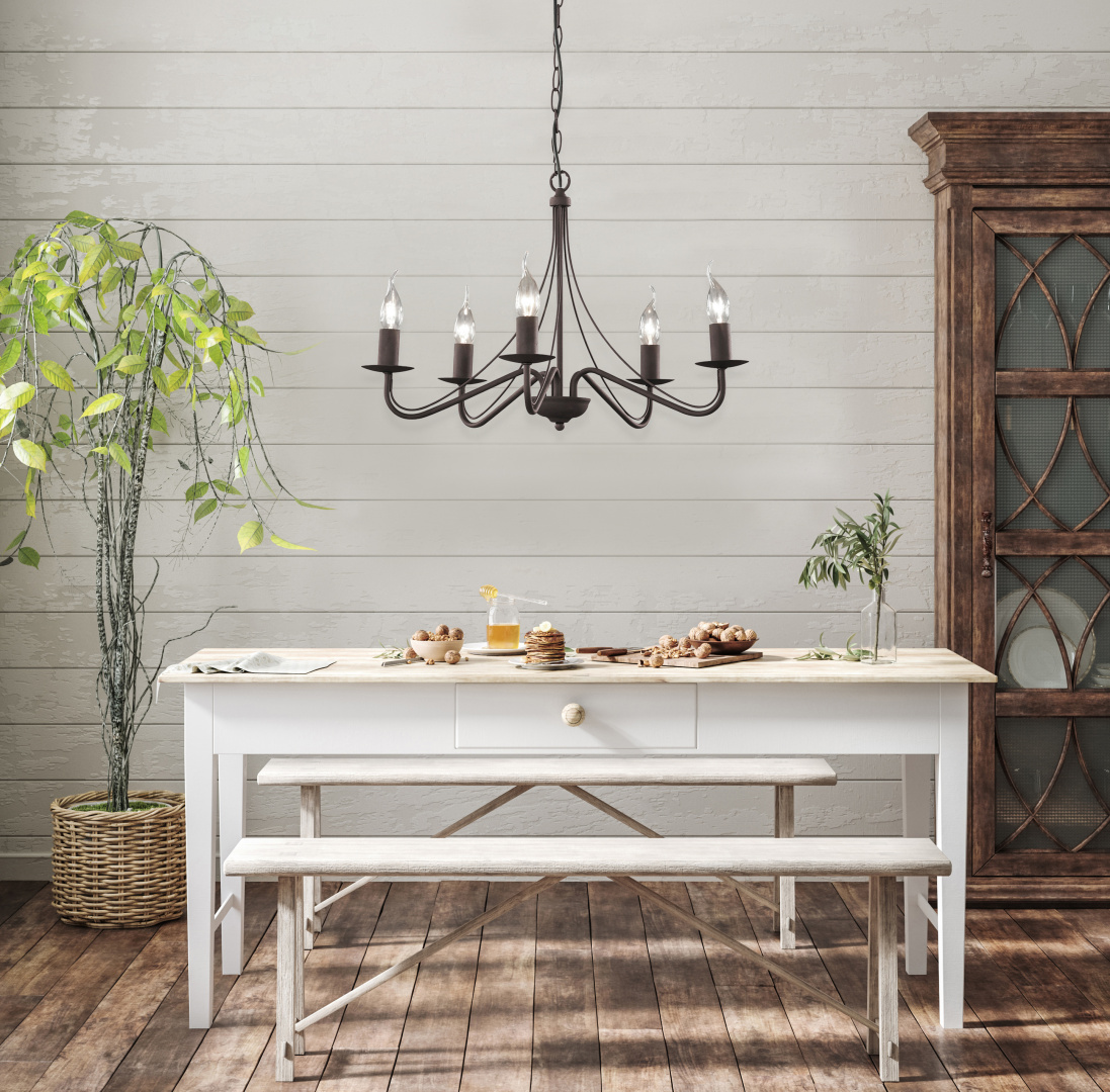 Lampadario con candele LED e gambo centrale